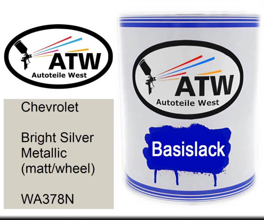 Chevrolet, Bright Silver Metallic (matt/wheel), WA378N: 1L Lackdose, von ATW Autoteile West.